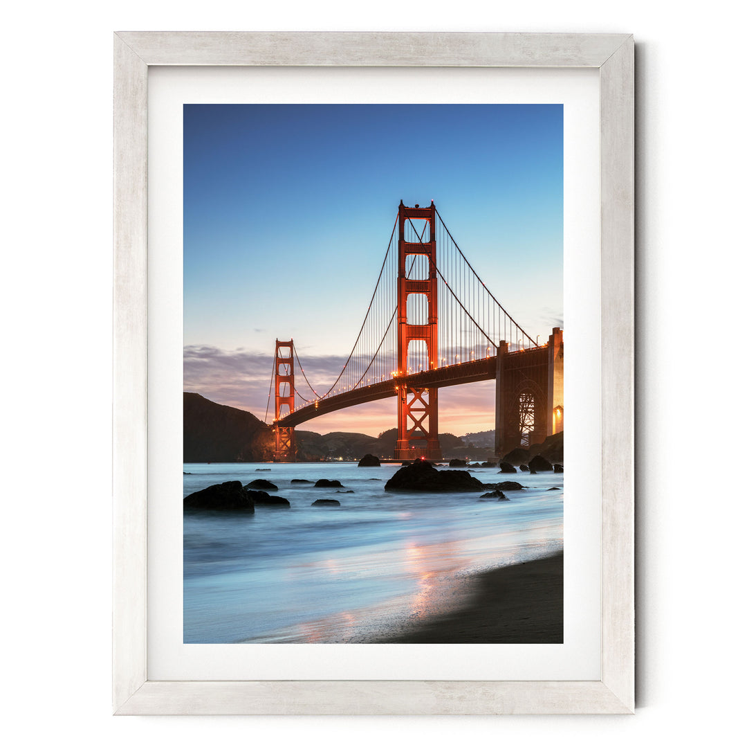 Iconic Golden Gate II, San Francisco, California – fine art print in a silver frame with white mat