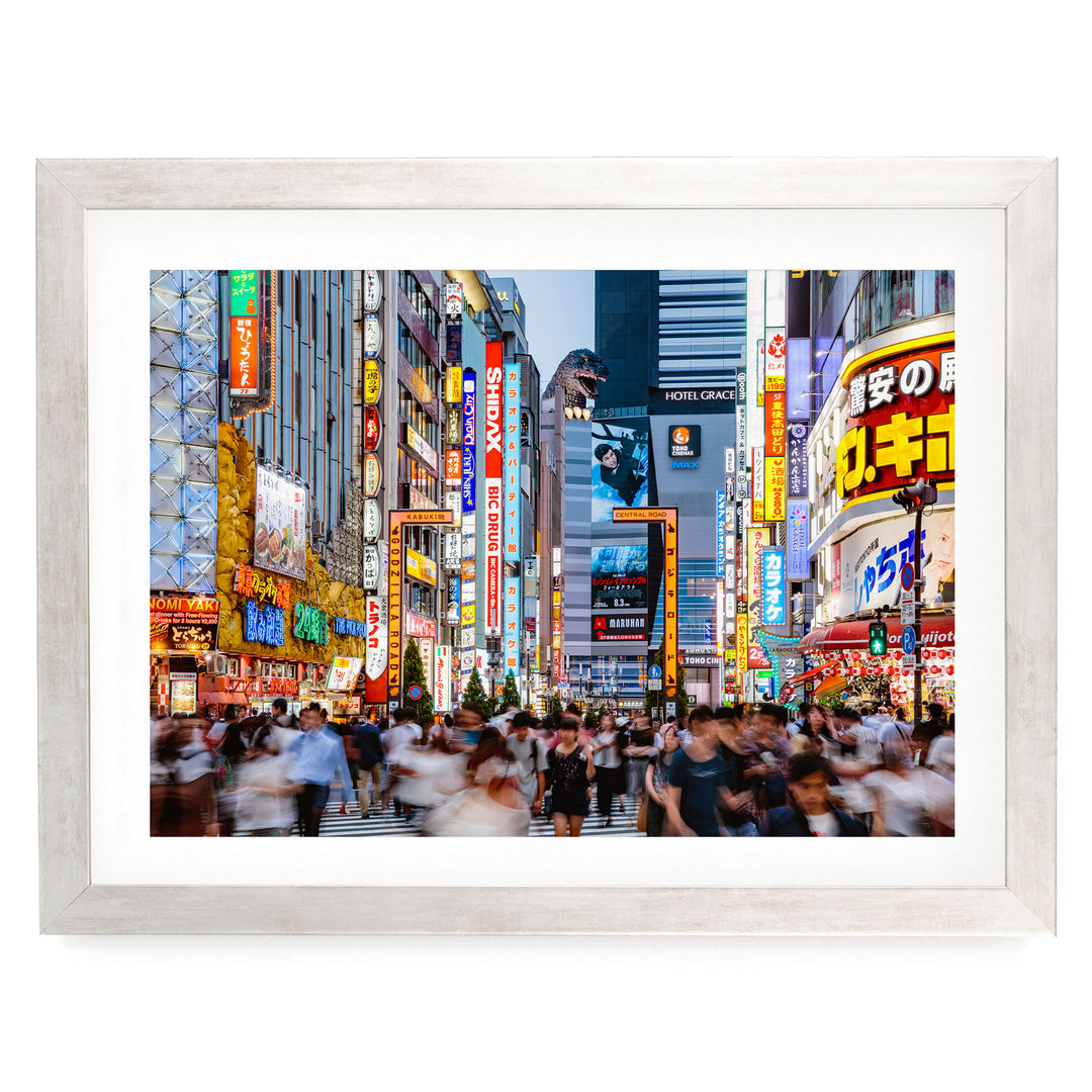 Godzilla Road, Shinjuku, Tokyo, Japan – fine art print in a silver frame with white mat