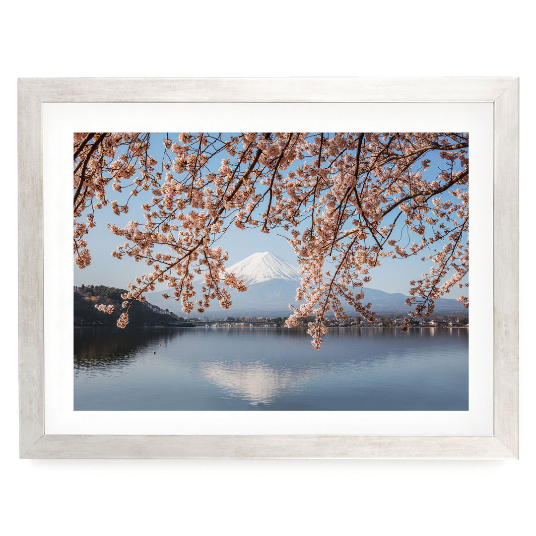 Fuji Five Lakes II, Japan – fine art print in a silver frame with white mat