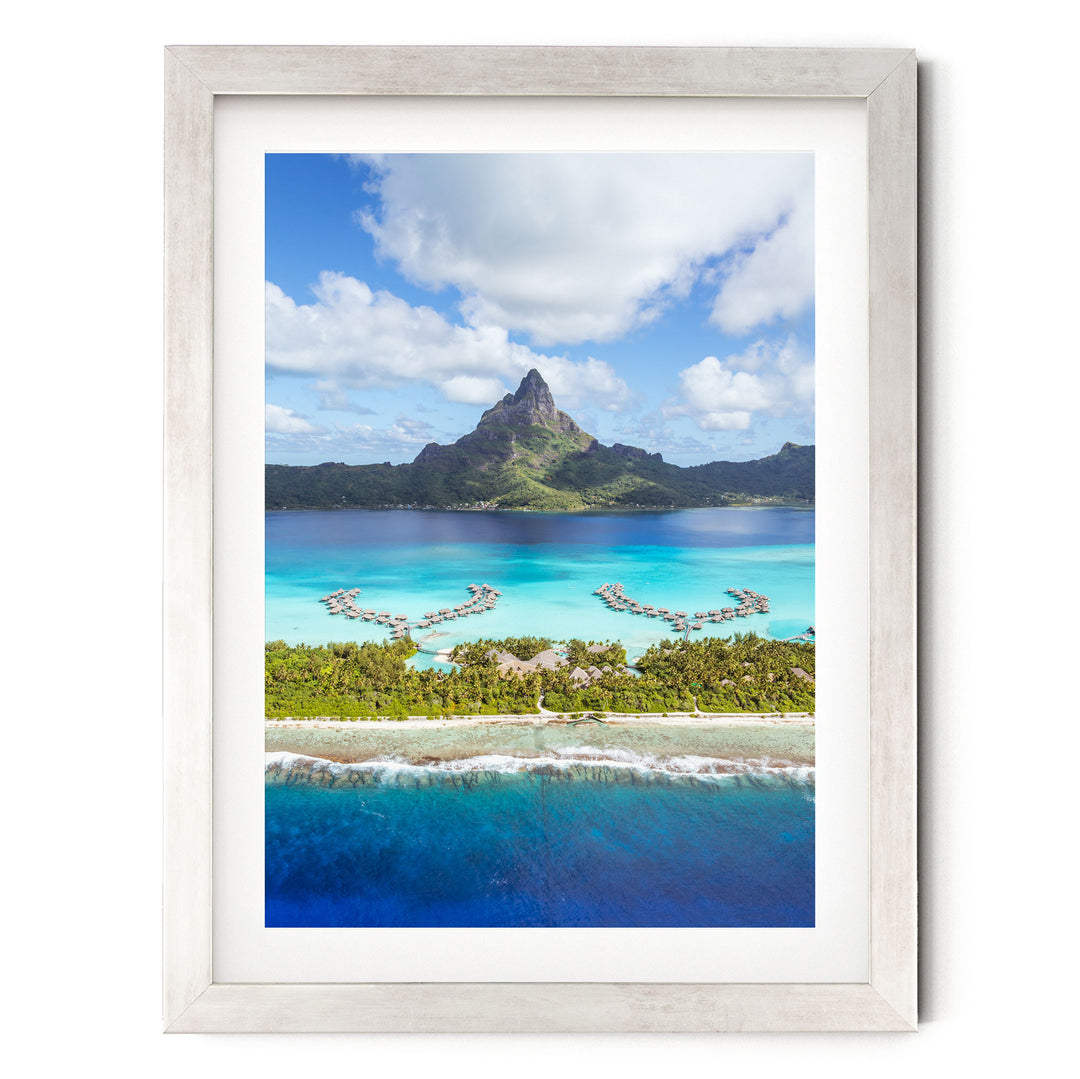 Bora Bora Island, French Polynesia – fine art print in a silver frame with white mat