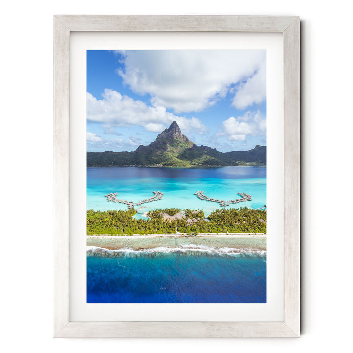 Bora Bora Island, French Polynesia – fine art print in a silver frame with white mat