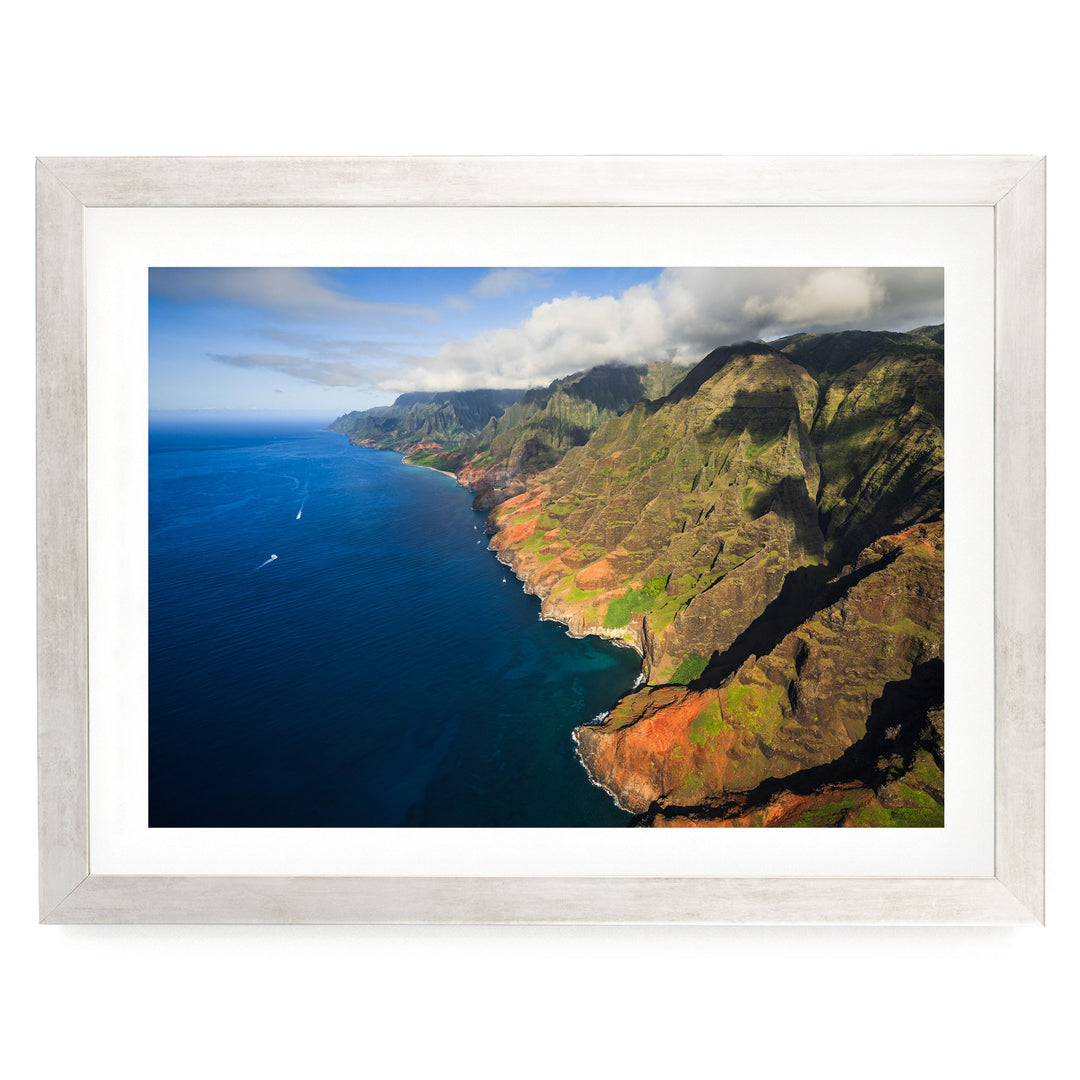 Na Pali Coast I, Kauai, Hawaii – fine art print in a silver frame with white mat