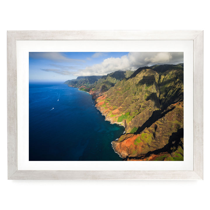 Na Pali Coast I, Kauai, Hawaii – fine art print in a silver frame with white mat