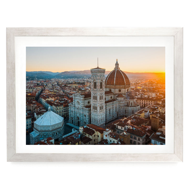 Florence Cathedral I, Tuscany, Italy – fine art print in a silver frame with white mat