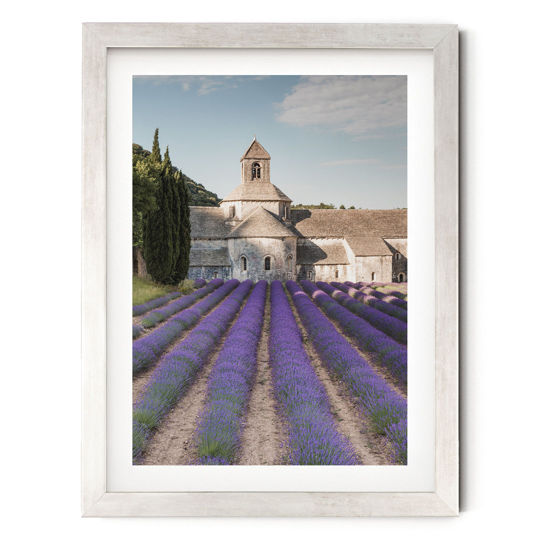 Sénanque Abbey, Provence, France – fine art print in a silver frame with white mat