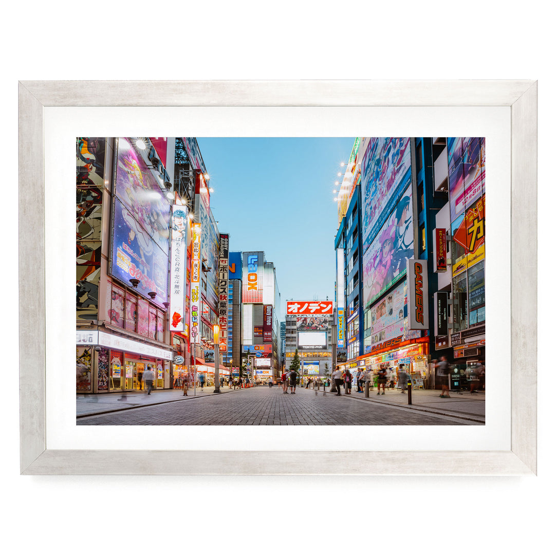 Akihabara Electric Town, Tokyo, Japan – fine art print in a silver frame with white mat