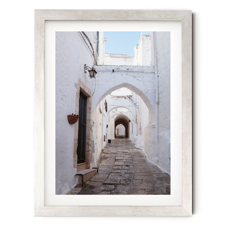 Ostuni, Puglia I, Italy – fine art print in a silver frame with white mat