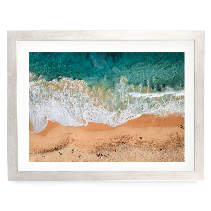 Hawaiian Beach, Oahu, Hawaii – fine art print in a silver frame with white mat