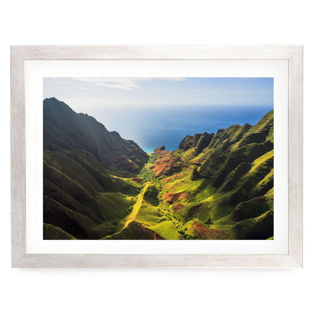 Green Valley, Kauai, Hawaii – fine art print in a silver frame with white mat
