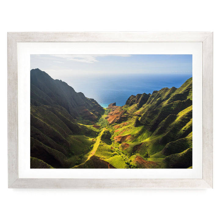 Green Valley, Kauai, Hawaii – fine art print in a silver frame with white mat