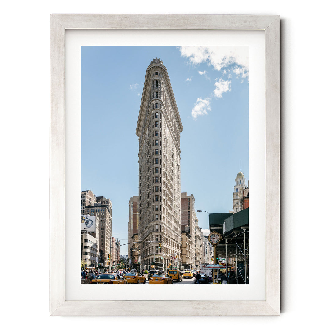 Flatiron Building, New York City – fine art print in a silver frame with white mat