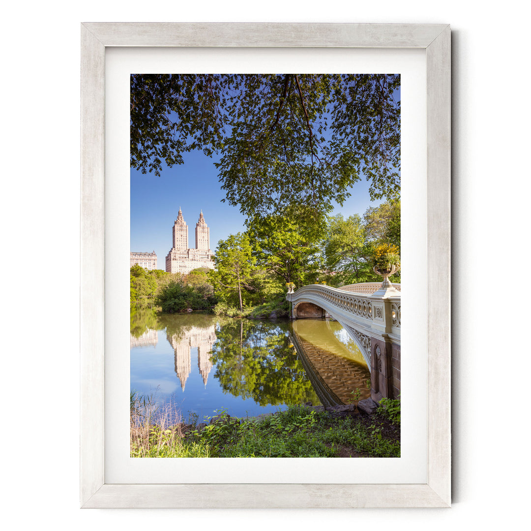Central Park in Spring, New York City – fine art print in a silver frame with white mat