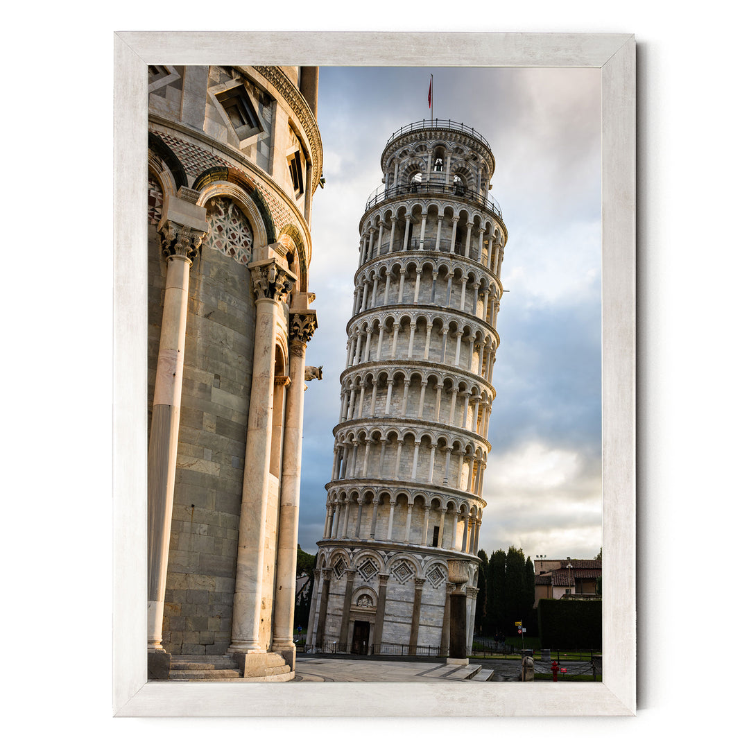 Leaning Tower of Pisa print in a silver frame, no mat