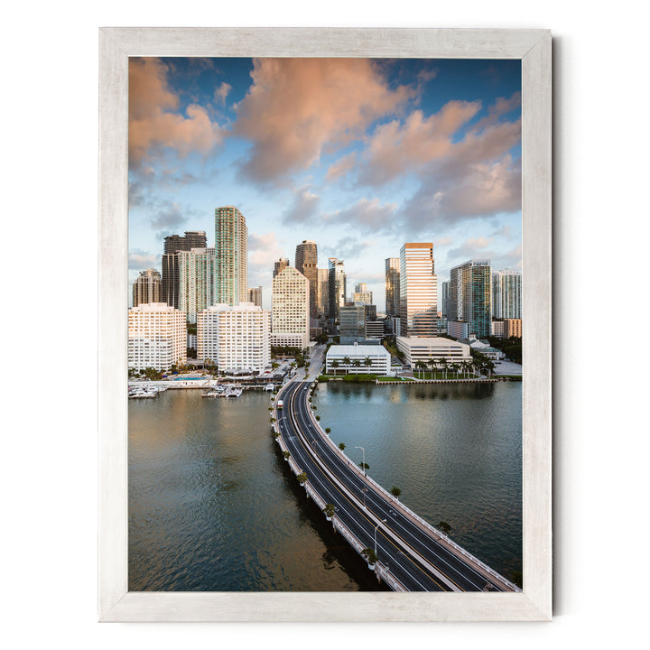 Miami Skyline II, Florida, USA – fine art print in a silver frame, no mat