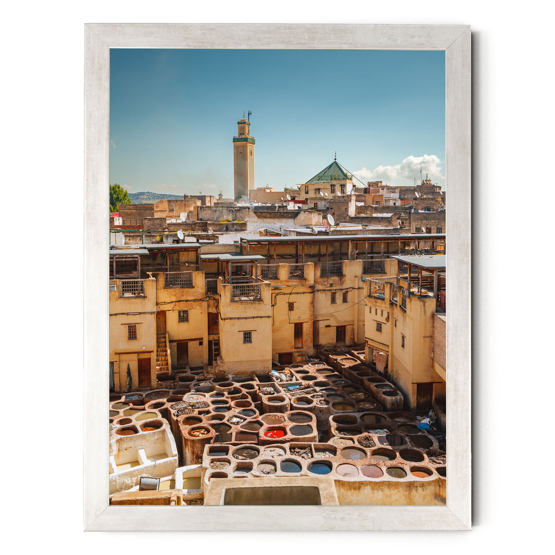 The Tannery, Fes, Morocco – fine art print in a silver frame, no mat