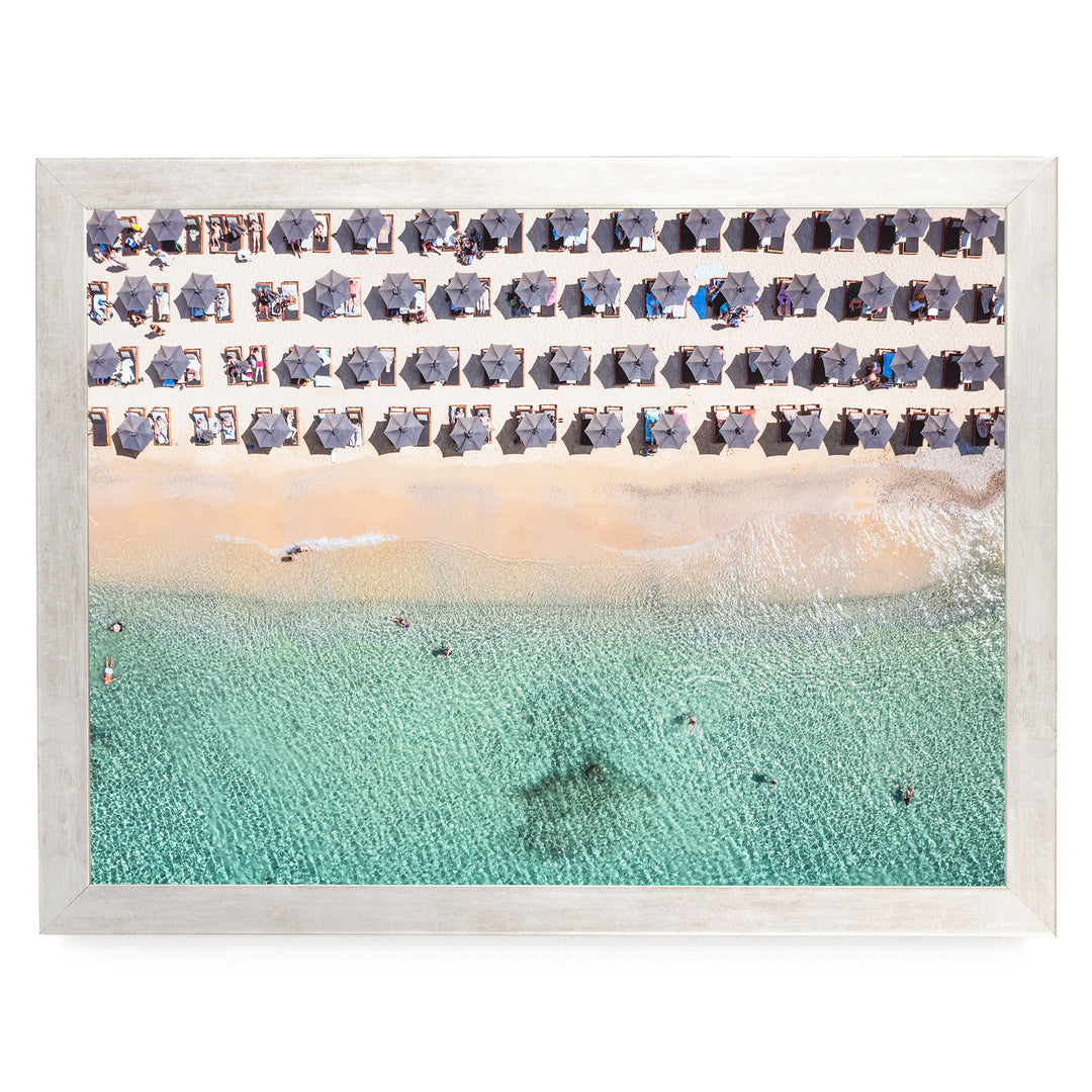 Mykonos Beach I, Elia, Greece – fine art print in a silver frame, no mat