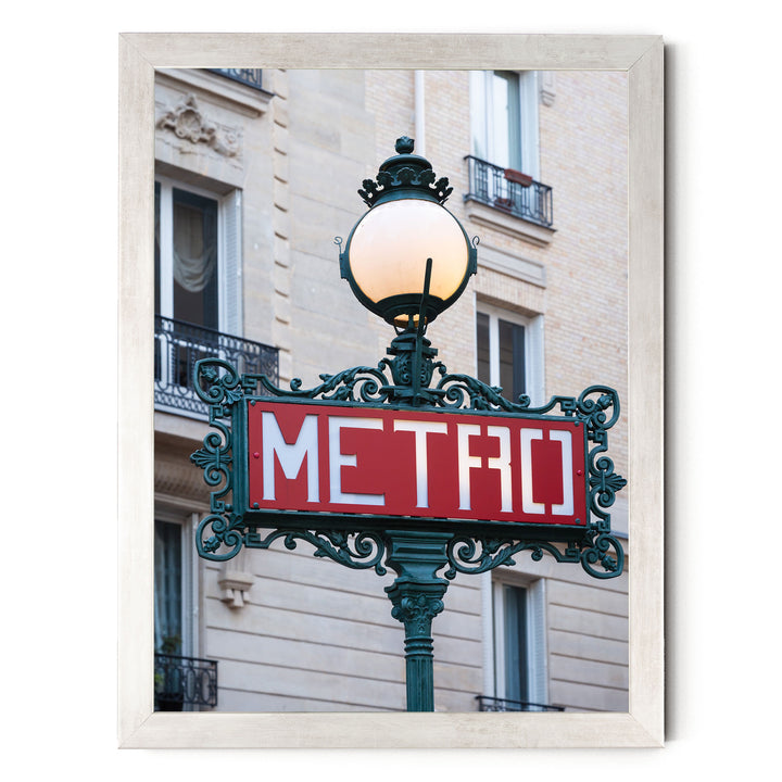 Metro Sign, Paris I, France – fine art print in a silver frame, no mat