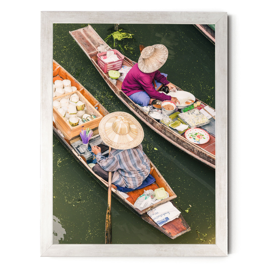 At the Floating Market, Bangkok I, Thailand – fine art print in a silver frame, no mat
