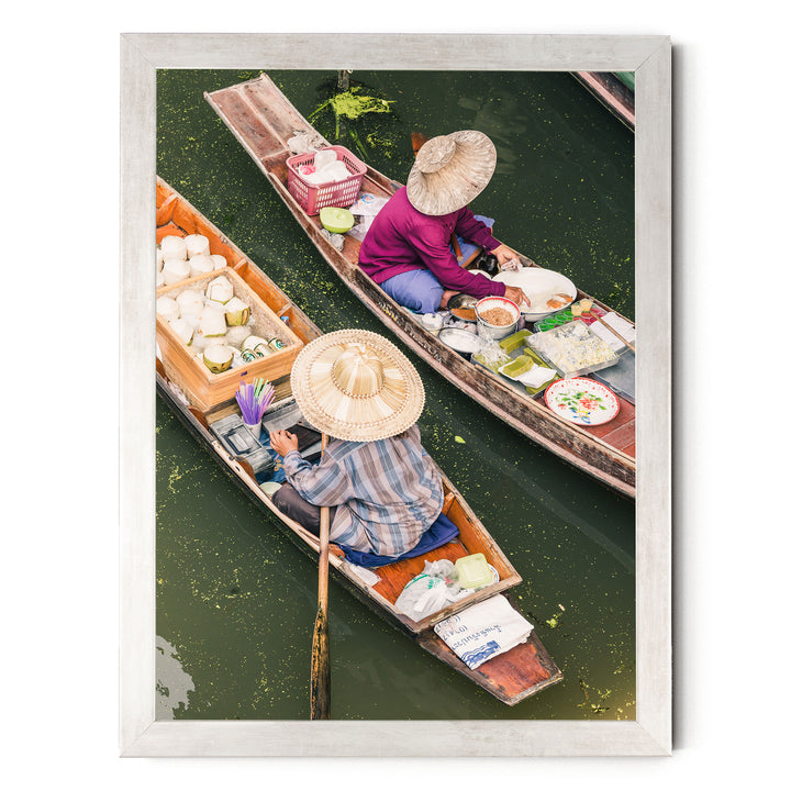 At the Floating Market, Bangkok I, Thailand – fine art print in a silver frame, no mat