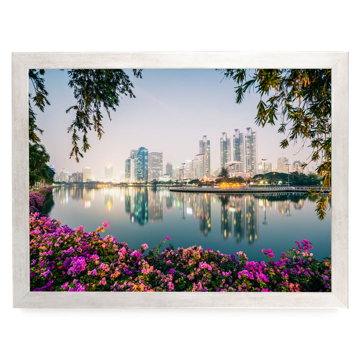 Bangkok at Night, Thailand – fine art print in a silver frame, no mat