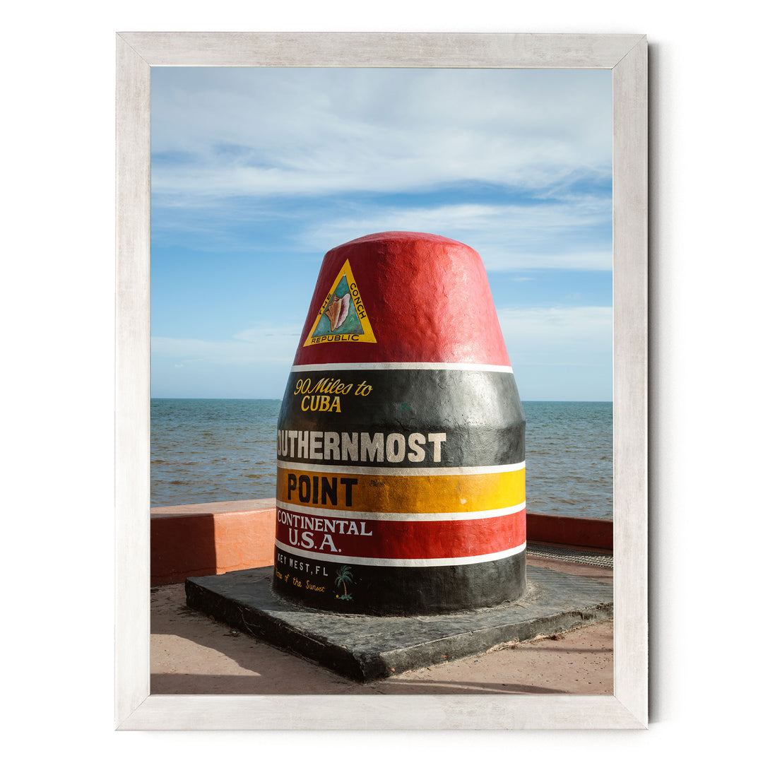 Southernmost Point, Key West, Florida, USA – fine art print in a silver frame, no mat