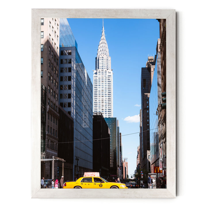 Yellow Cab, New York City – fine art print in a silver frame, no mat