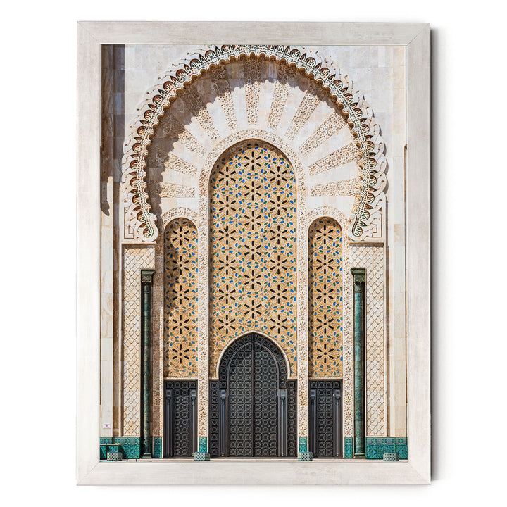 Moroccan Portal, Hassan II Mosque, Casablanca – fine art print in a silver frame, no mat