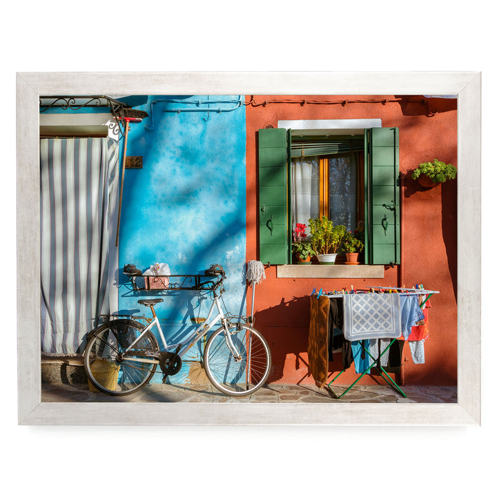 Colourful Burano, Venice, Italy – fine art print in a silver frame, no mat