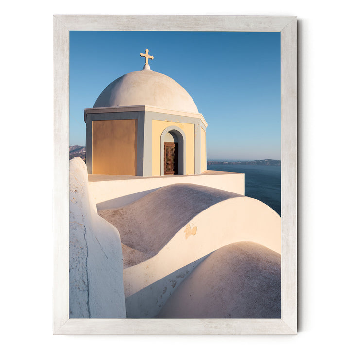 Greek Church, Santorini, Greece – fine art print in a silver frame, no mat