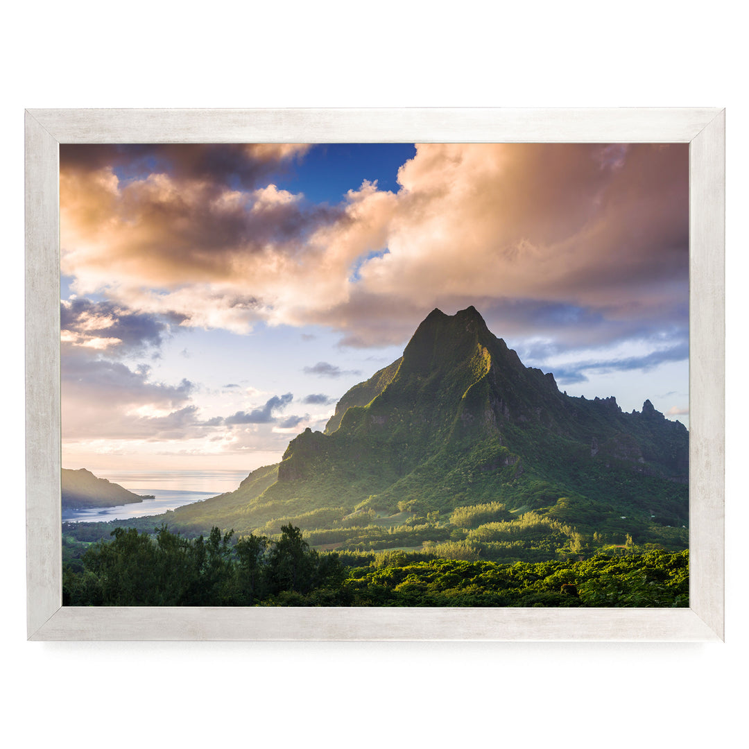 Moorea at Sunset, French Polynesia – fine art print in a silver frame, no mat