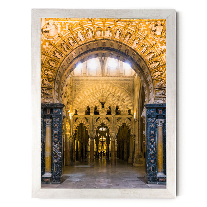 Moorish Arches III, Mezquita, Córdoba, Spain – fine art print in a silver frame, no mat