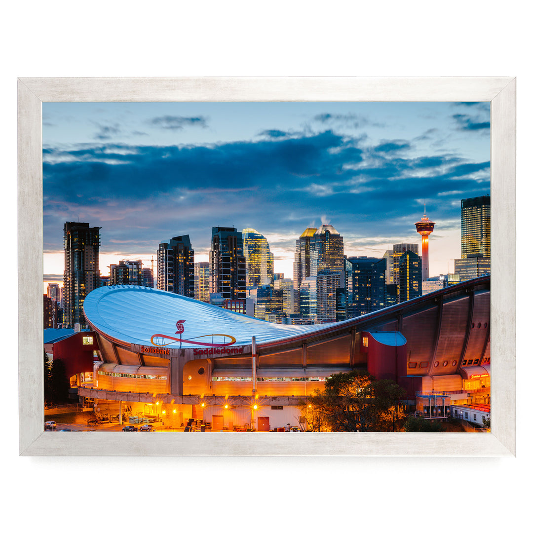Calgary Skyline, Alberta, Canada – fine art print in a silver frame, no mat
