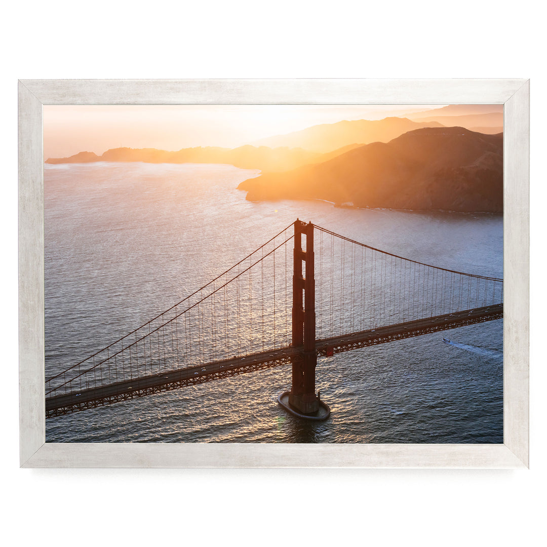 Sunset over the Bay, San Francisco, California – fine art print in a silver frame, no mat