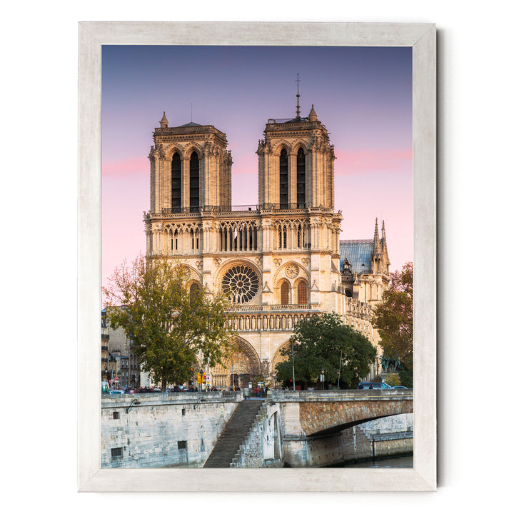 Sunset over Notre-Dame, Paris, France – fine art print in a silver frame, no mat