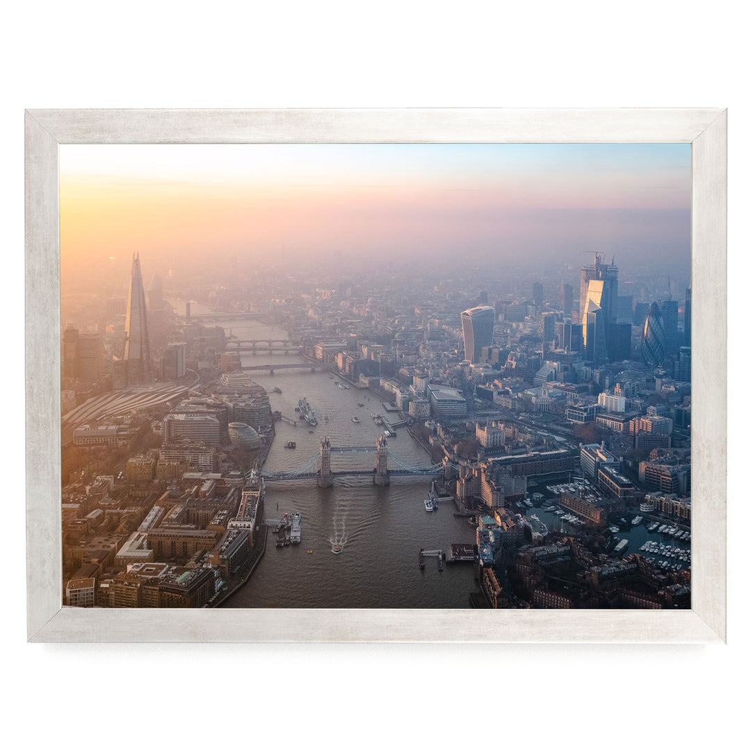 London Aerial II, England – fine art print in a silver frame, no mat