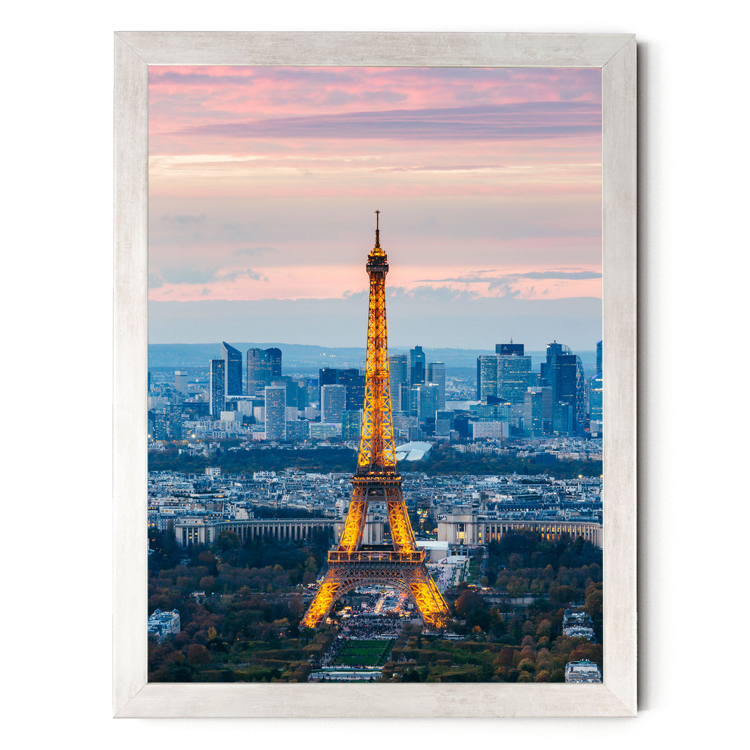 Eiffel Tower at Sunset, Paris, France – fine art print in a silver frame, no mat
