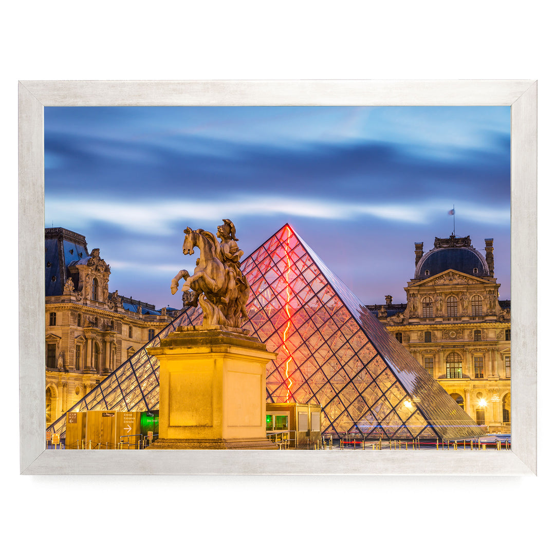 The Louvre at Night, Paris, France – fine art print in a silver frame, no mat