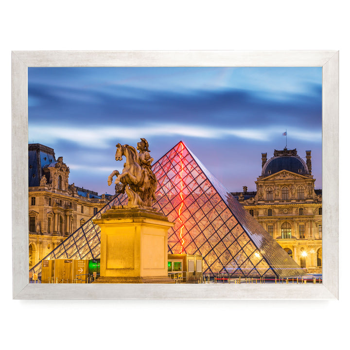 The Louvre at Night, Paris, France – fine art print in a silver frame, no mat
