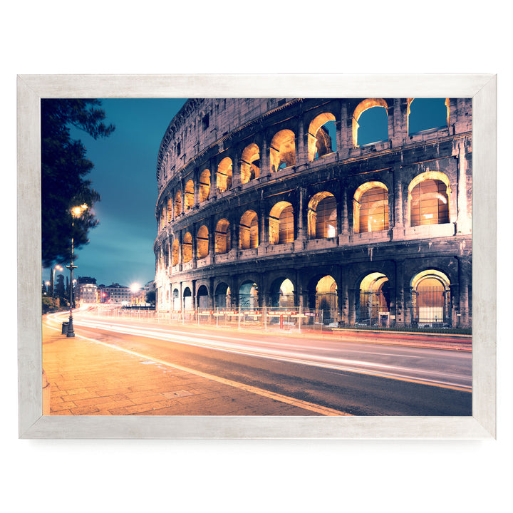 Night at the Colosseum, Rome, Italy – fine art print in a silver frame, no mat