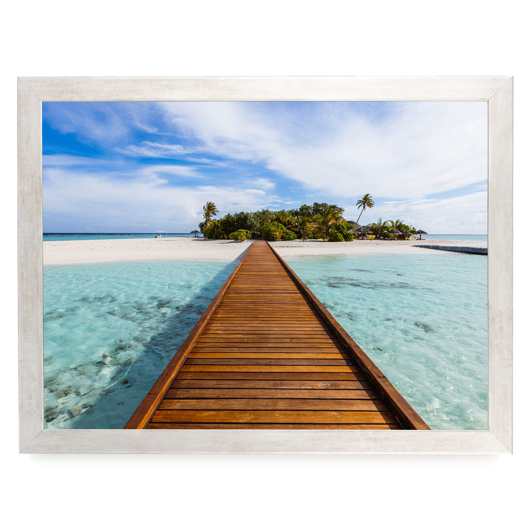 Jetty to the Island, Maldives – fine art print in a silver frame, no mat