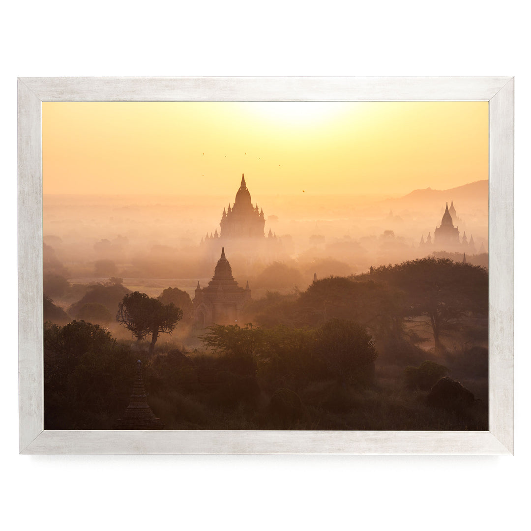 Bagan Pagodas I, Myanmar – fine art print in a silver frame, no mat