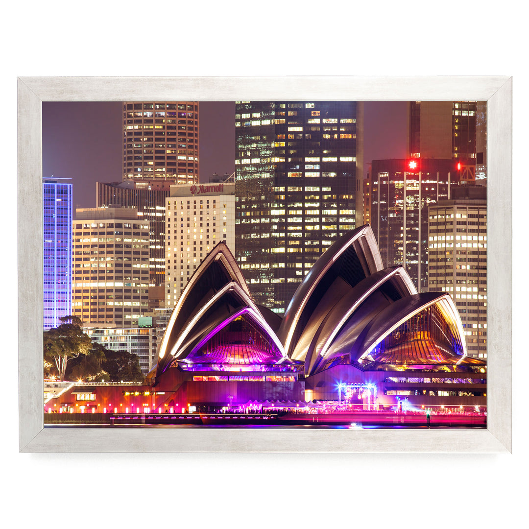 Night at the Opera House, Sydney, Australia – fine art print in a silver frame, no mat