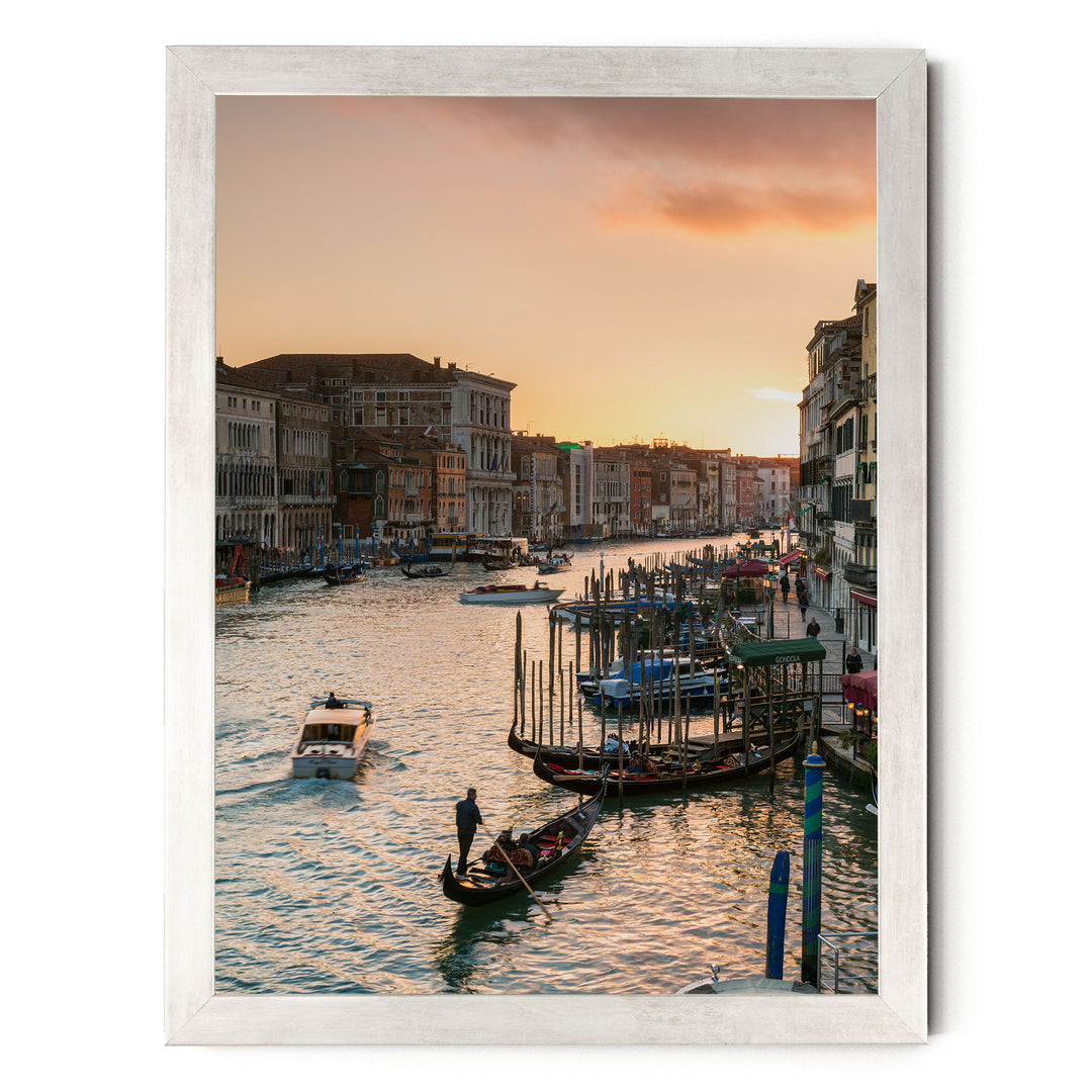 Grand Canal at Sunset, Venice, Italy – fine art print in a silver frame, no mat