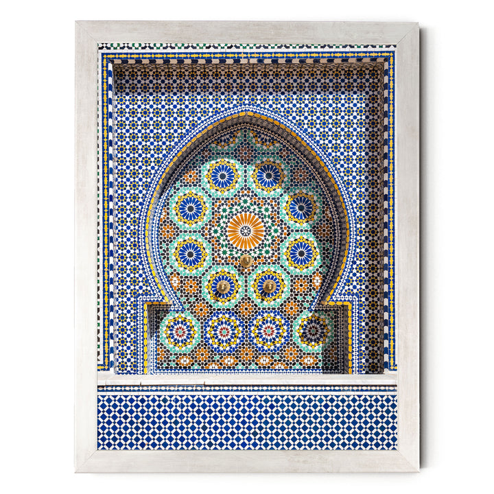 Mosaic Fountain, Meknes, Morocco – fine art print in a silver frame, no mat