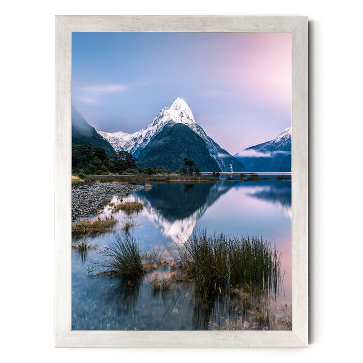 Milford Sound II, New Zealand – fine art print in a silver frame, no mat