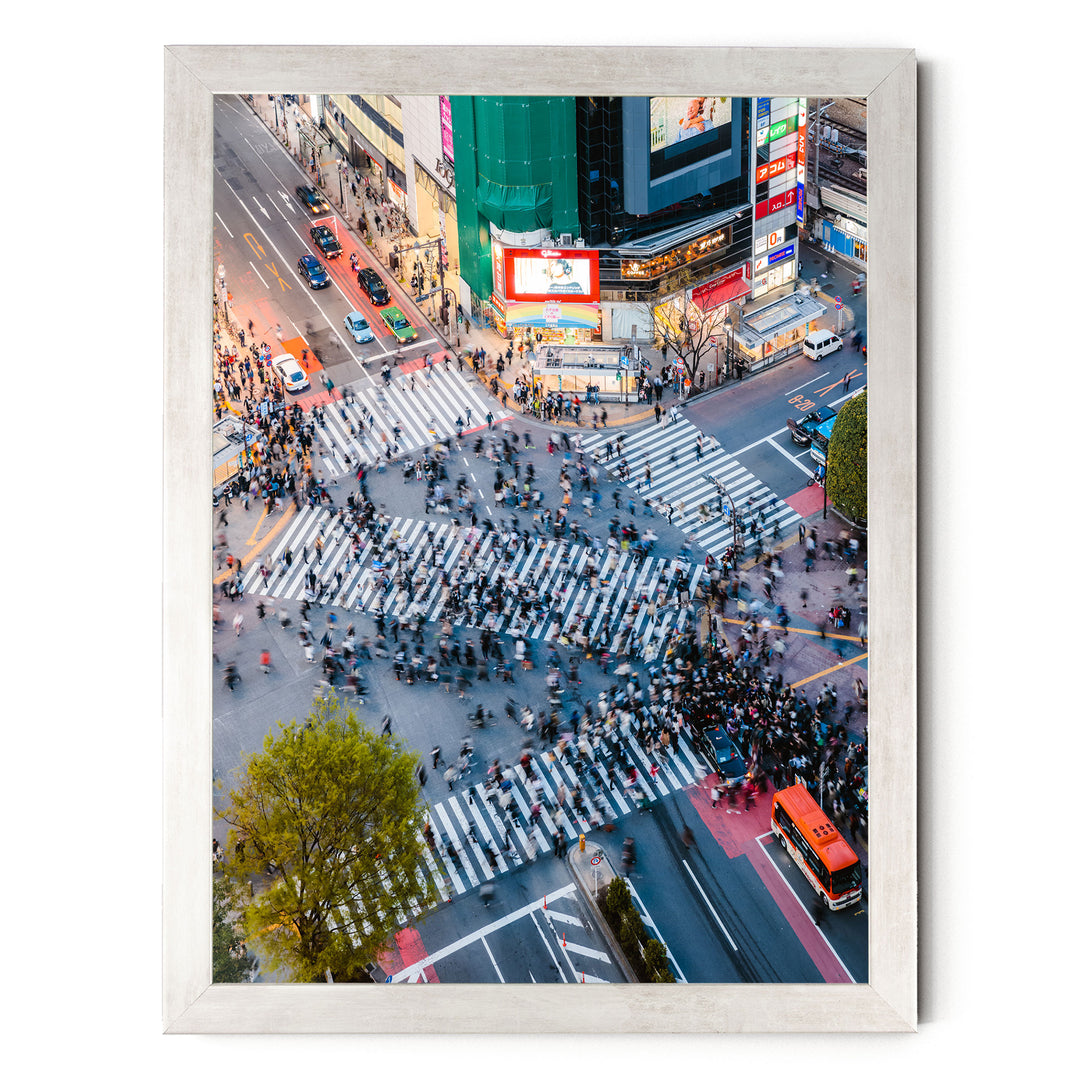 Shibuya Crossing II, Tokyo, Japan – fine art print in a silver frame, no mat