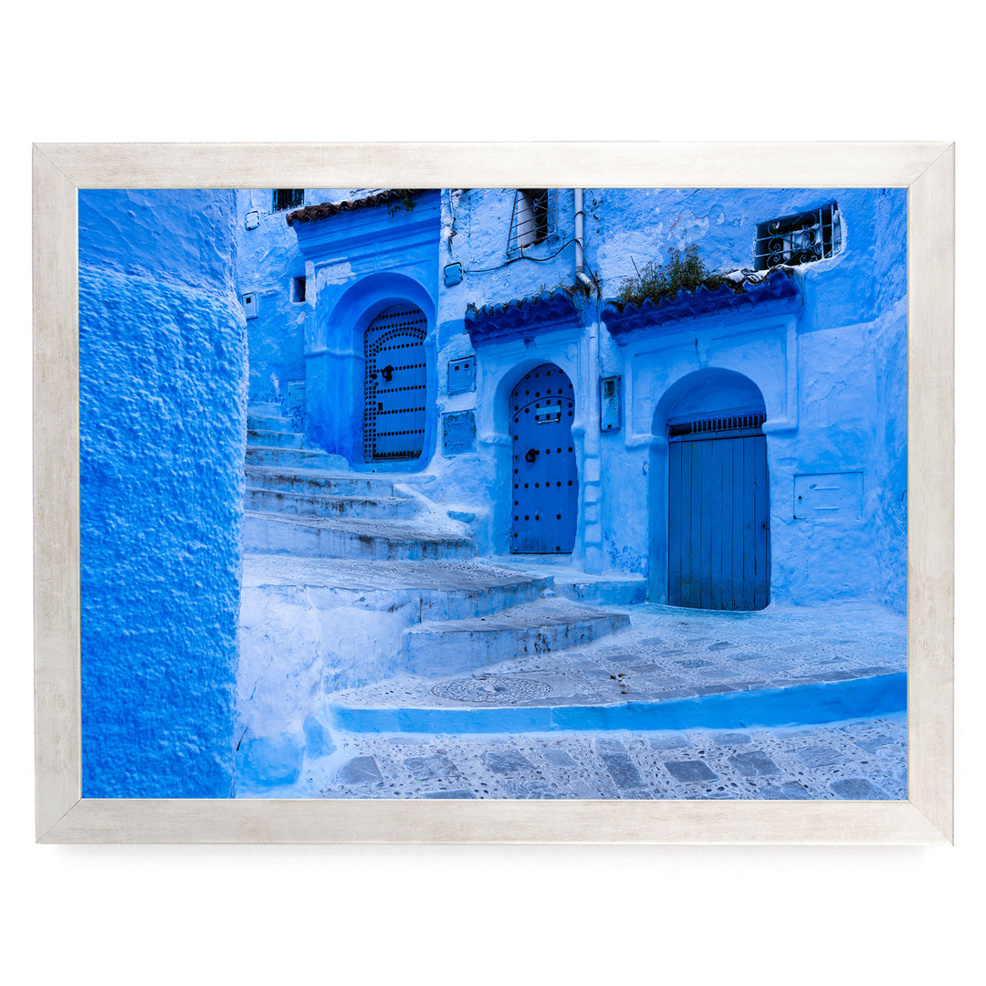 In the Streets of Chefchaouen, Morocco – fine art print in a silver frame, no mat