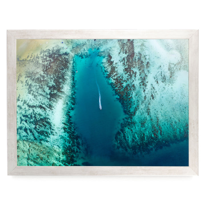 Tropical Sea Aerial, South-East Asia – fine art print in a silver frame, no mat