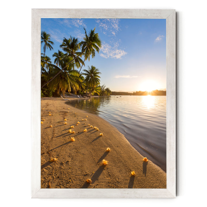 Beach Sunset, French Polynesia – fine art print in a silver frame, no mat