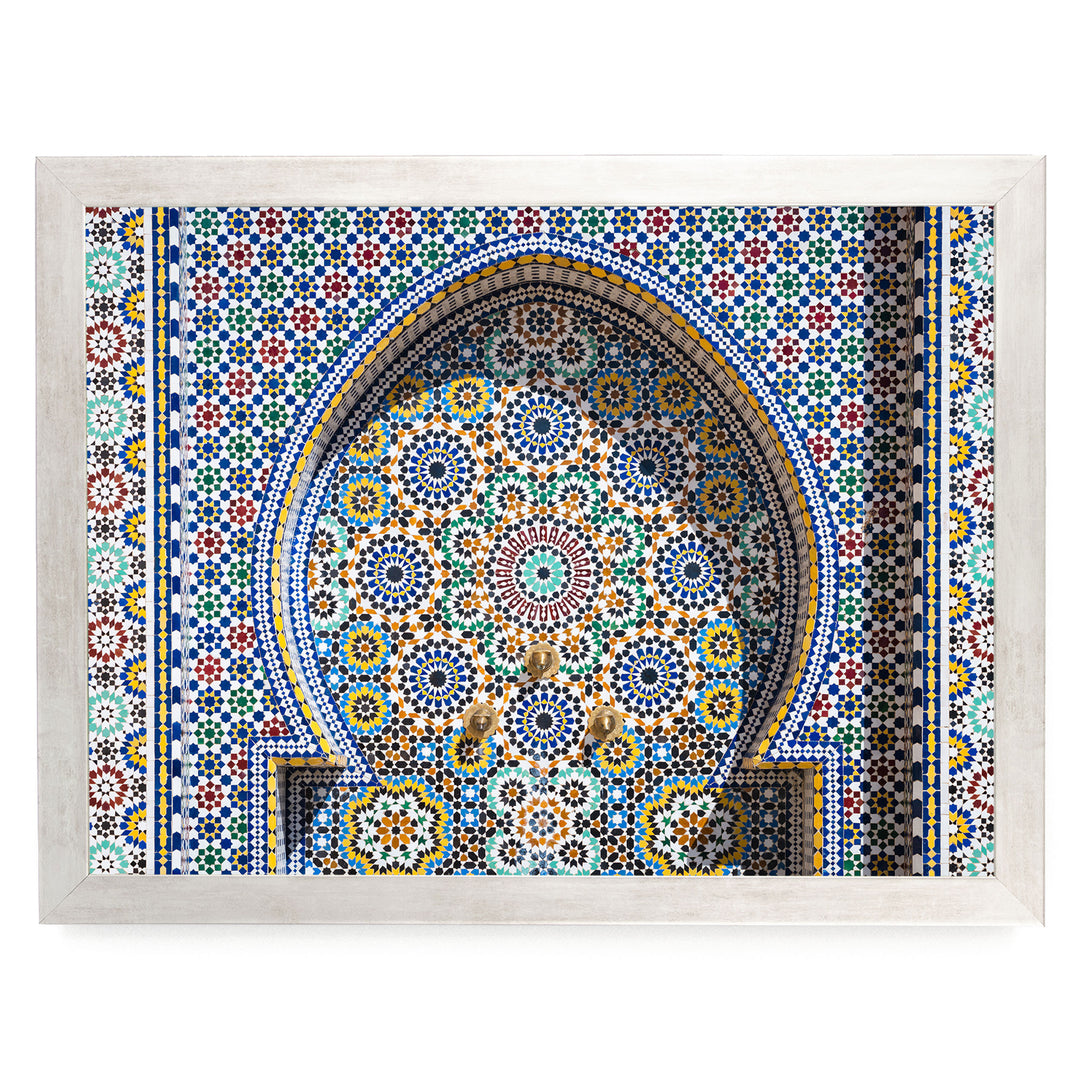 Mosaic Fountain II, Meknes, Morocco – fine art print in a silver frame, no mat